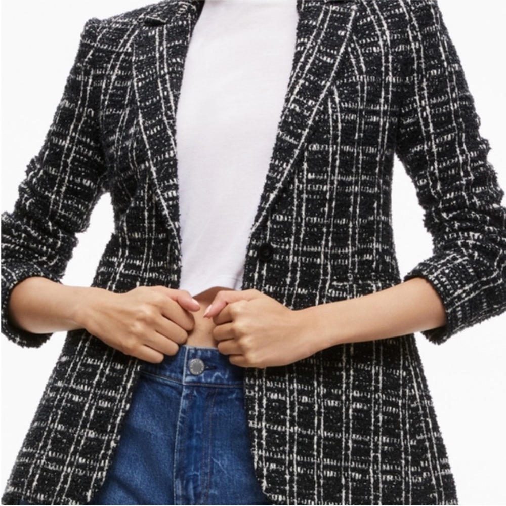 Alice + Olivia Black and White Tweed Blazer - Picture 2 of 6